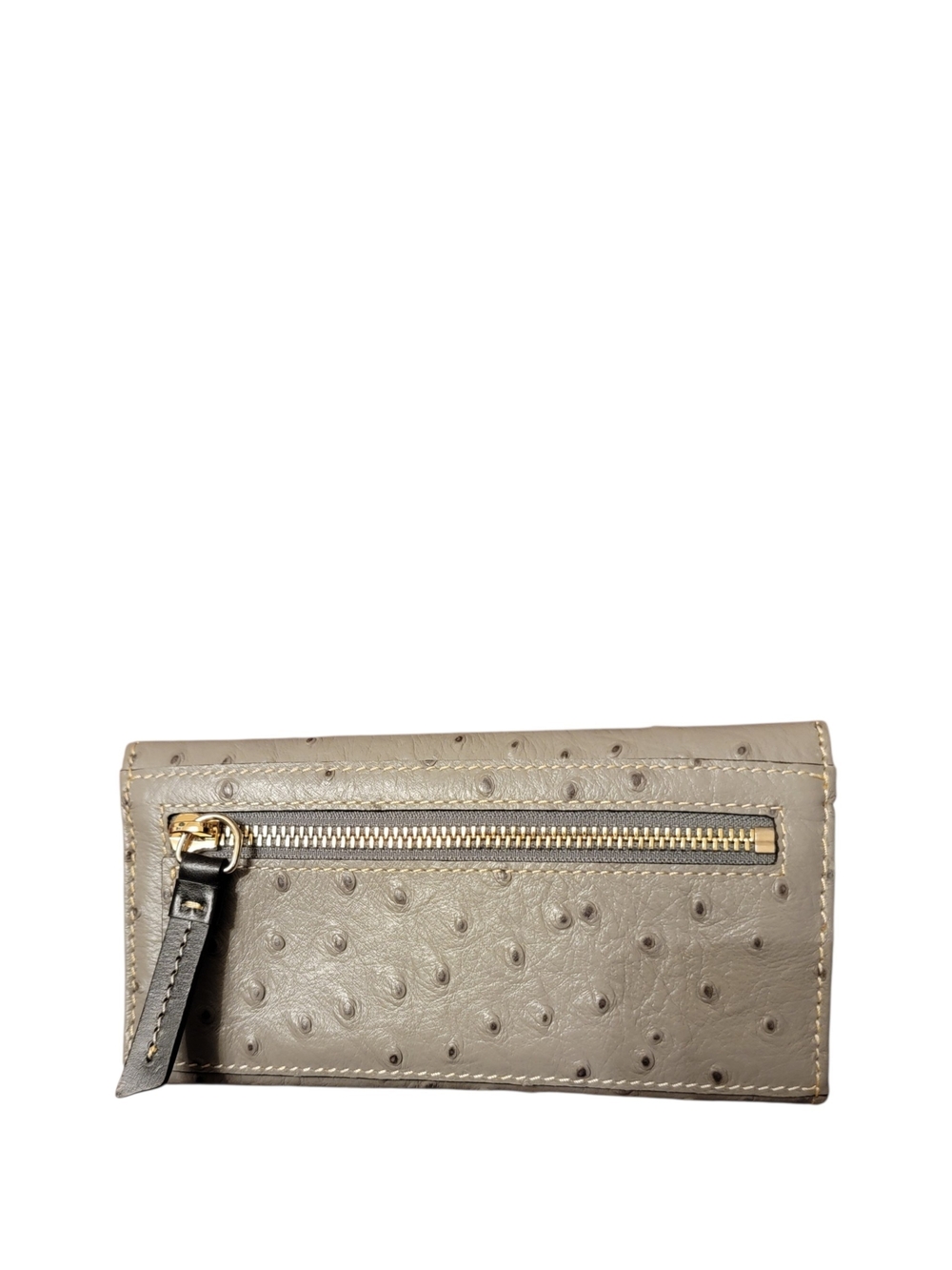 Dooney & Bourke Taupe Ostrich-Embossed Leather Wallet with Gold Plaque,Authentic - Picture 2 of 7